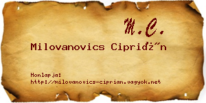 Milovanovics Ciprián névjegykártya